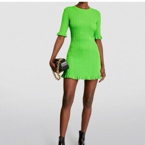 Maje Rochasse Knitted Mini Dress Green Size 36 US small